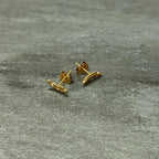 20G Gold Tone ASTM F-136 Implant Grade Titanium Fashion Feather Stud Earrings