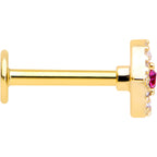 16G 5/16 Clear Pink Gem Gold Tone Open Eye Labret Monroe Tragus