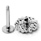 16G 5/16 Blue Clear Gem Embellished Cross Labret Monroe Tragus