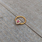 16G 3/8 Clear Pink Gem Gold Tone Open Eye Hinged Segment Ring