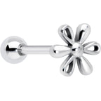 316L Surgical Steel Loopy Hippie Flower End Barbell Tongue Ring