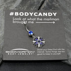 Clear Blue Gem Embellished Cross Dangle Belly Ring