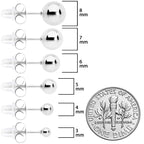 3mm-8mm Ball Stud 316L Stainless Steel Earrings 6 Pack