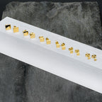 3mm-8mm Square Stud Gold Tone 316L Stainless Steel Earrings 6 Pack