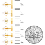 3mm-8mm Square Stud Gold Tone 316L Stainless Steel Earrings 6 Pack