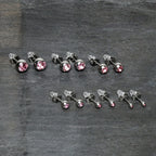 Pink Gem 3mm to 8mm Ball End Stud Earrings Set of 6