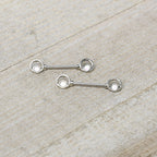 14G 1/2 White Faux Opal Double Circle Barbell Nipple Ring Set