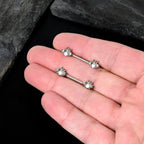 14G 9/16 White Faux Opal Bee Beauty Insect Barbell Nipple Ring Set