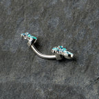 Blue Gem Bees Beautiful Insect Double Mount Belly Ring