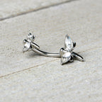 Clear Gem Simple Stylized Dragonfly Double Mount Belly Ring