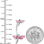 Pink Gem Simple Stylized Dragonfly Double Mount Belly Ring