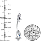 Clear Gem Art Deco Ovals Double Mount Belly Ring