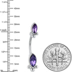 Purple Gem Art Deco Ovals Double Mount Belly Ring