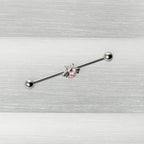 14G Pink Gem Bee Beautiful Insect Industrial Barbell 38mm