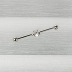14G White Faux Opal Bee Beautiful Insect Industrial Barbell 38mm