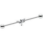 14G Clear Gem Simple Stylized Dragonfly Industrial Barbell 38mm