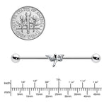 14G Clear Gem Simple Stylized Dragonfly Industrial Barbell 38mm