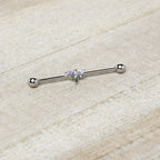 14G Purple Gem Simple Stylized Dragonfly Industrial Barbell 38mm