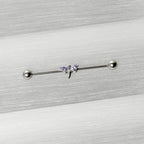 14G Purple Gem Simple Stylized Dragonfly Industrial Barbell 38mm