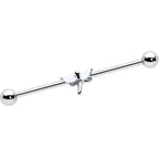 14G White Faux Opal Simple Style Dragonfly Industrial Barbell 38mm