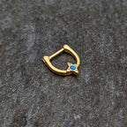 16G 5/16 Blue Synthetic Opal Gold Tone Rhombus Cartilage Clicker