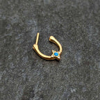 16G 5/16 Blue Synthetic Opal Gold Tone Rhombus Cartilage Clicker