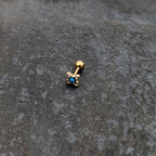 16G 1/4 Blue Synthetic Opal Gold Tone Rhombus Cartilage Earring