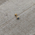16G 1/4 Blue Synthetic Opal Gold Tone Rhombus Cartilage Earring