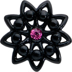 16G 5/16 Pink Gem Black Midnight Flower Labret Monroe Tragus