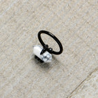 16G 3/8 White Howlite Black Claw Obelisk Hinged Segment Ring