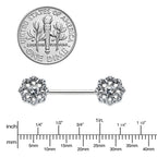 14G 9/16 Clear Gem Epic Fabulous Flower Barbell Nipple Ring Set