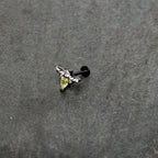 16G 5/16 Clear Yellow Gem Black Butterfly Labret Monroe Tragus