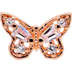 16G 1/4 Clear Gem Rosy Tone Opulent Butterfly Cartilage Earring
