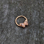 16G 3/8 Clear Gem Rosy Tone Baroque Butterfly Hinged Segment Ring