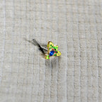 20G 7mm Blue Gem Tropic Fan L Shape Nose Ring