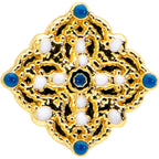 16G 1/4 Blue Gem Gold Tone Lacy Rhombus Cartilage Tragus Earring