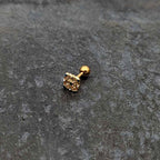 16G 1/4 Blue Gem Gold Tone Lacy Rhombus Cartilage Tragus Earring