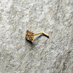 20G 1/4 Gold Tone Lacy Rhombus L Shape Nose Ring