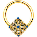 16G 3/8 Gold Tone Lacy Rhombus Hinged Segment Ring