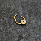 16G 3/8 Gold Tone Lacy Rhombus Hinged Segment Ring