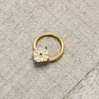 16G 3/8 Gold Tone Lacy Rhombus Hinged Segment Ring