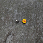 16G 5/16 Happy Sunflower Yellow Curved Eyebrow Ring