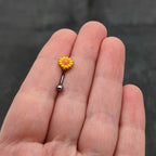 16G 5/16 Happy Sunflower Yellow Curved Eyebrow Ring