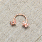 16G 3/8 Clear Gem Rosy Tone Butterfly Horseshoe Circular Barbell