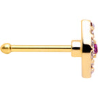 20G 1/4 Clear Pink Gem Gold Tone Open Eye Nose Bone