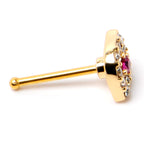 20G 1/4 Clear Pink Gem Gold Tone Open Eye Nose Bone