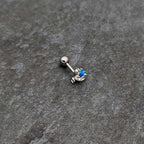 16G 1/4 Blue Synthetic Opal Style Flower Cartilage Tragus Earring