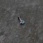 16G 5/16 Blue Synthetic Opal Style Flower Labret Monroe Tragus