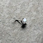 20G 7mm White Synthetic Opal Style Flower L Shape Nose Ring