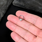 16G 3/8 White Faux Opal Style Flower Hinged Segment Ring